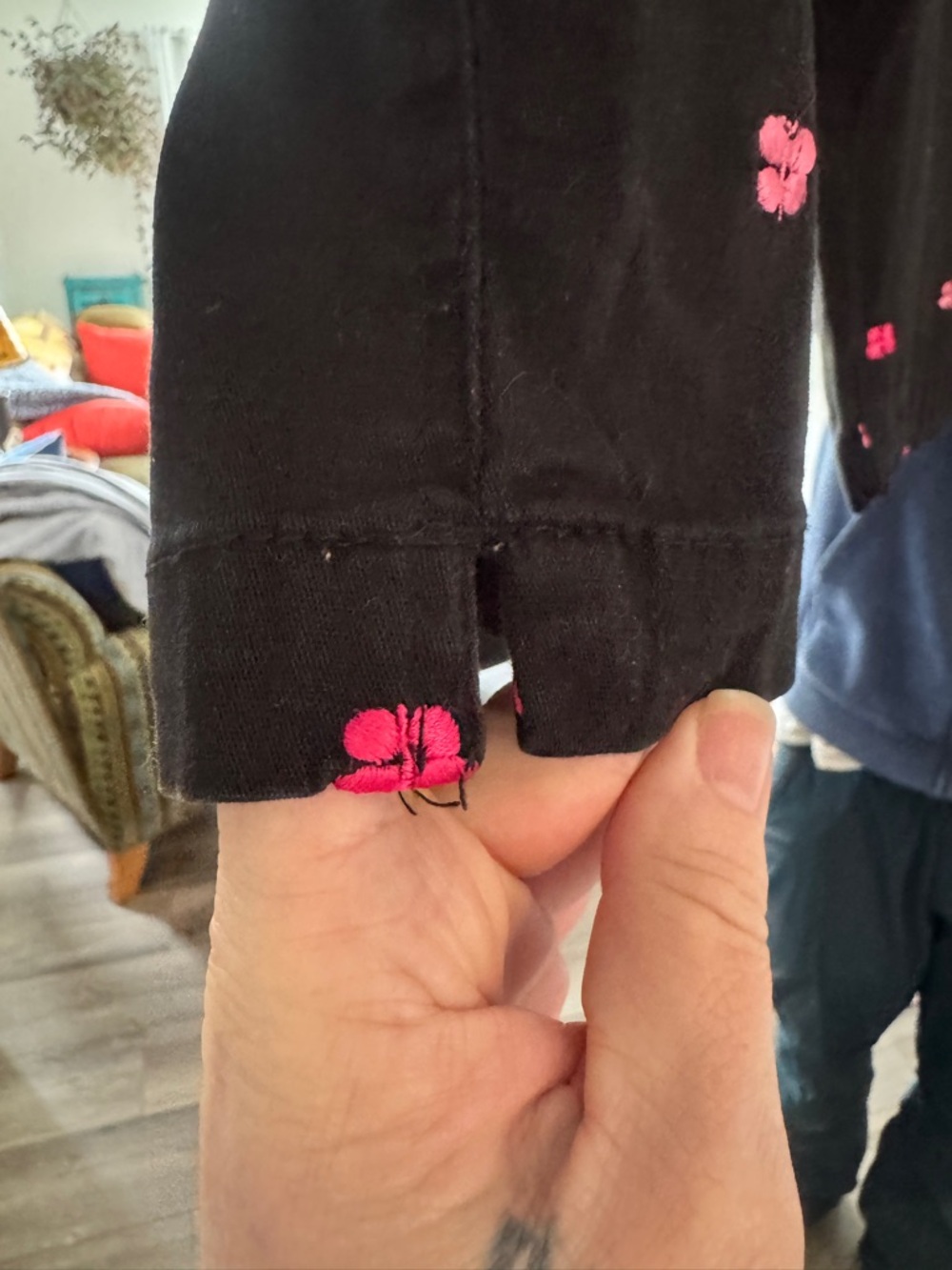 White Stag Black Capri Pants Pink Red Embroidered Butterfly Plus 18 60s Mod - Picture 5 of 11